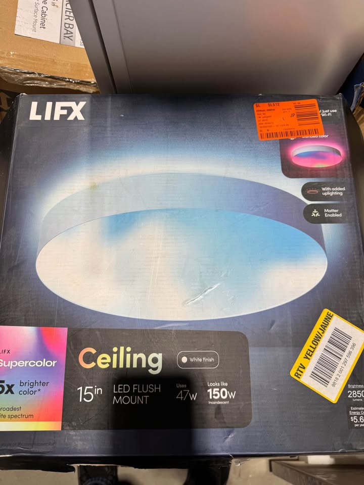 LIFX 15 in. White Indoor Selectable LED Flush Mount Multi-Color Smart Wi-Fi Ceiling Light, Works Alexa/Hey Google/HomeKit