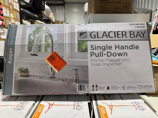 Glacier Bay Kagan Chrome 15 in. H Pull Down Sprayer Kitchen Faucet with 360° Swivel Spout