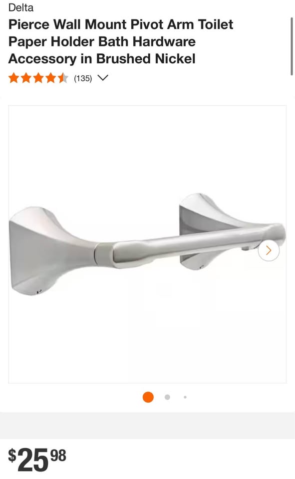 Delta Pierce Wall Mount Pivot Arm Toilet Paper Holder Bath Hardware Accessory in Brushed Nickel