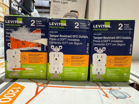 Leviton 15 Amp Self-Test Smartlock Pro Duplex Tamper Resistant GFCI Outlet White with White Buttons (2-Pack) GFTR1-2W