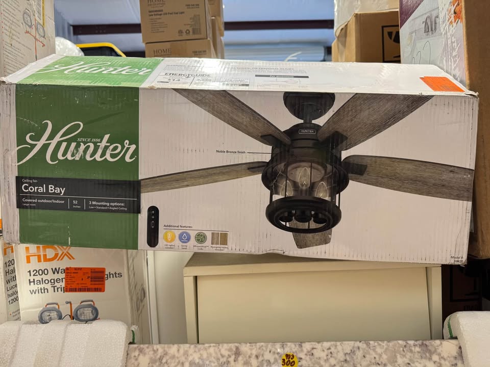 Hunter Coral Bay 52 in. LED Indoor/Outdoor Noble Bronze Ceiling Fan with Handheld Remote and Light Kit