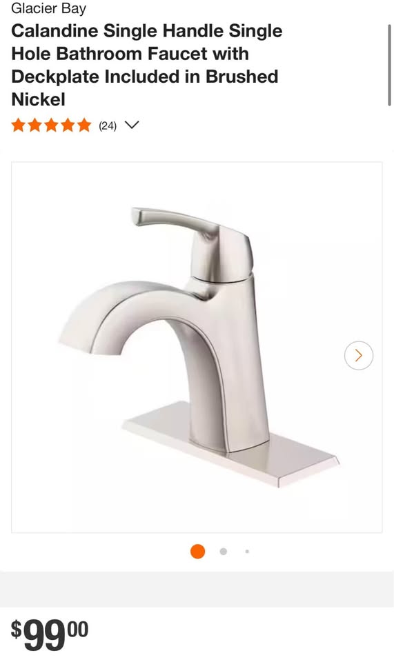 Glacier Bay Calandine Single Handle Single Hole Bathroom Faucet with Deckplate Included in Brushed Nickel
