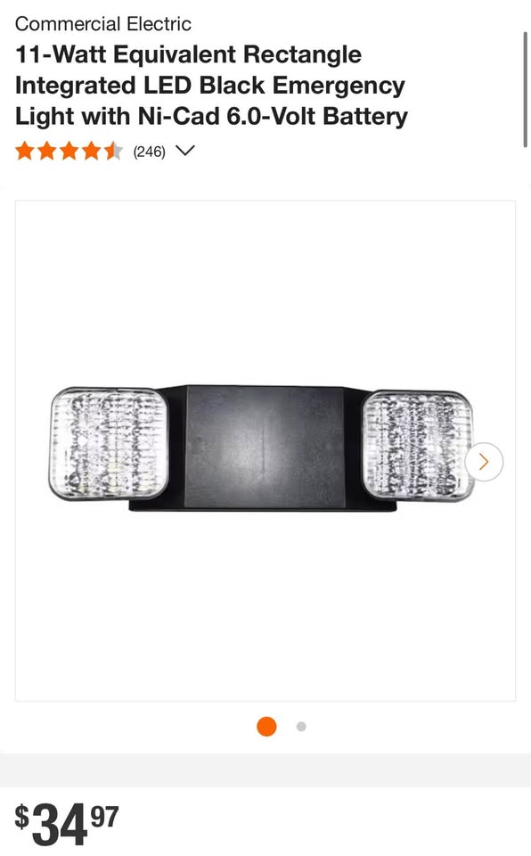 Commercial Electric 11-Watt Equivalent Rectangle Integrated LED Black Emergency Light with Ni-Cad 6.0-Volt Battery