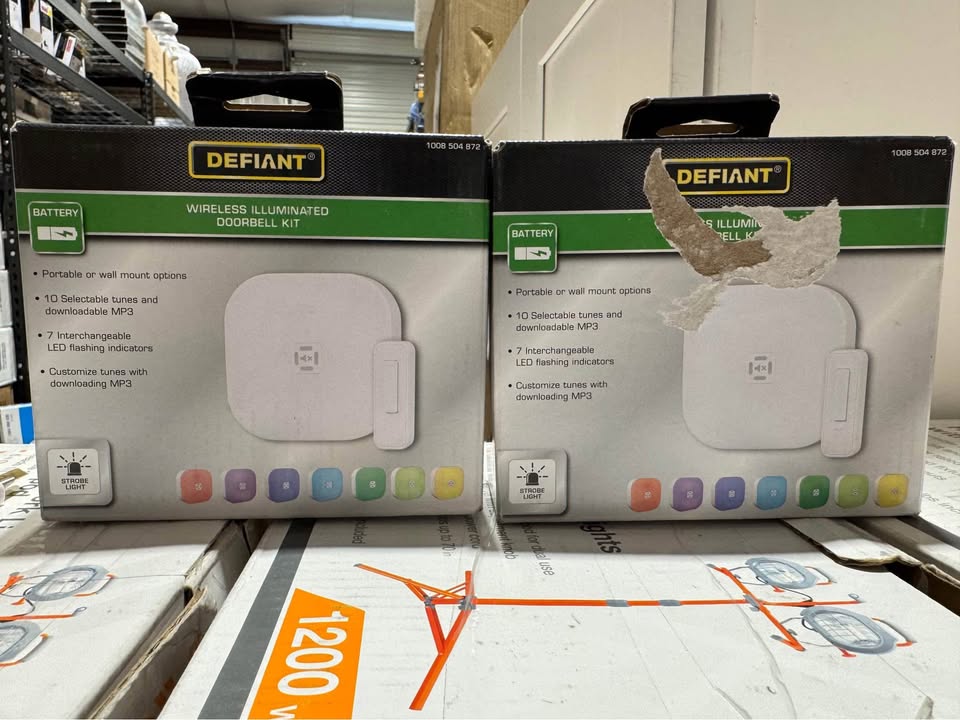 Defiant Wireless LED Illuminated Battery Operated Doorbell Kit with Wireless Push Button, White