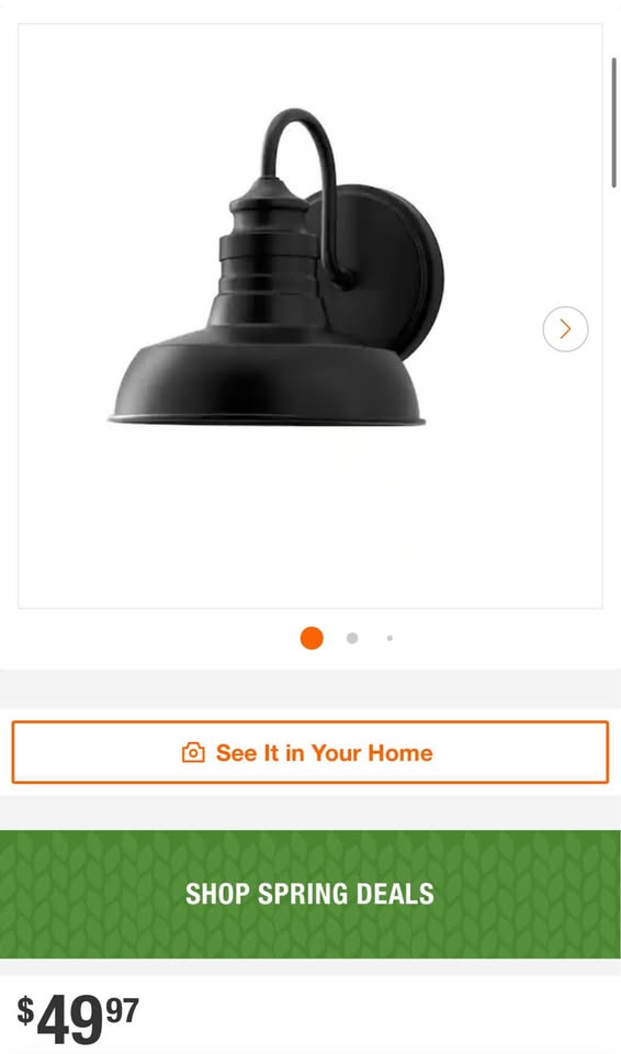 Hampton Bay Elmcroft 7.63 in. 1-Light Matte Black Farmhouse Wall Sconce with Metal Shade
