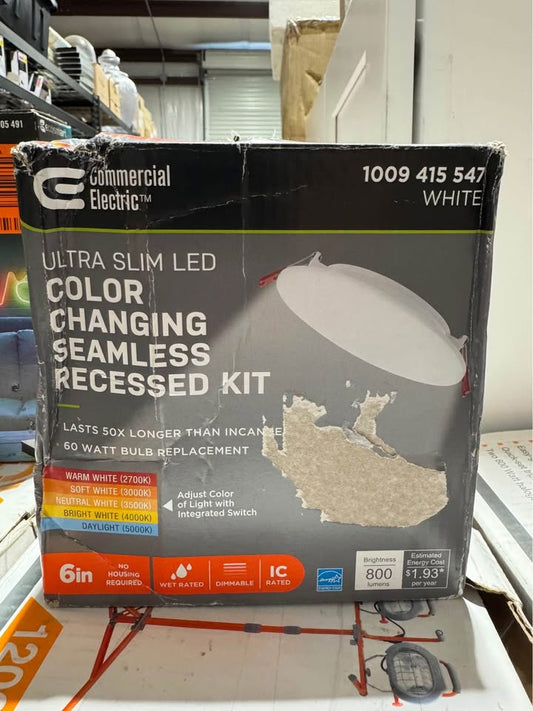 Commercial Electric Infiniedge Integrated LED 6 in Round Adj Color Temp Canless Recessed Light for Kitchen Bath Living rooms, White