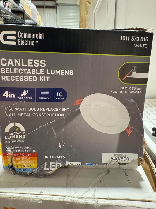 Commercial Electric Premium Series 4 in. LED, 2-Level Lumen Select, Ultraslim Canless Recessed Light, Adjustable CCT