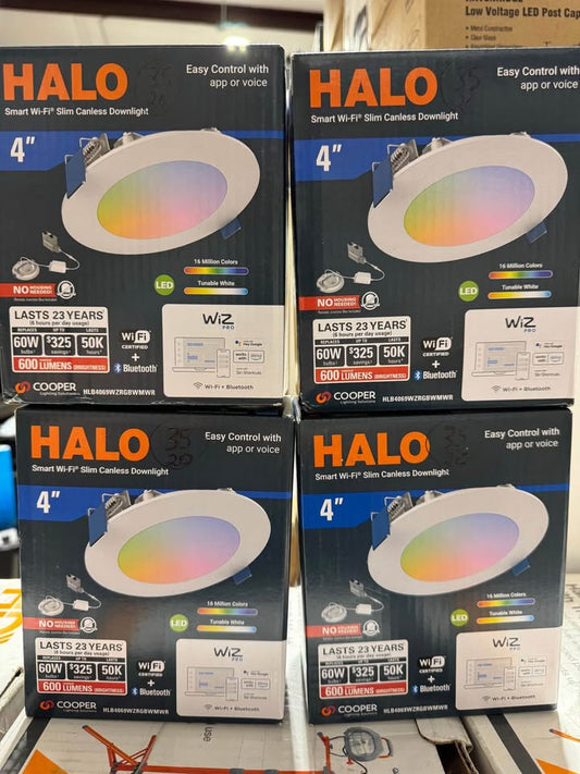 HALO HLB 4 in. Color and Tunable White Slim Canless Smart Wi-Fi LED Recessed Downlight with WiZ Pro
