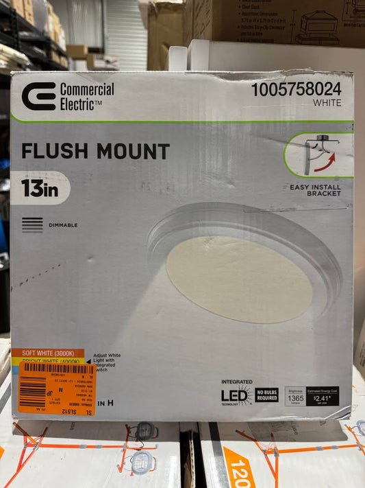 Commercial Electric 13 in. White Selectable LED Flush Mount