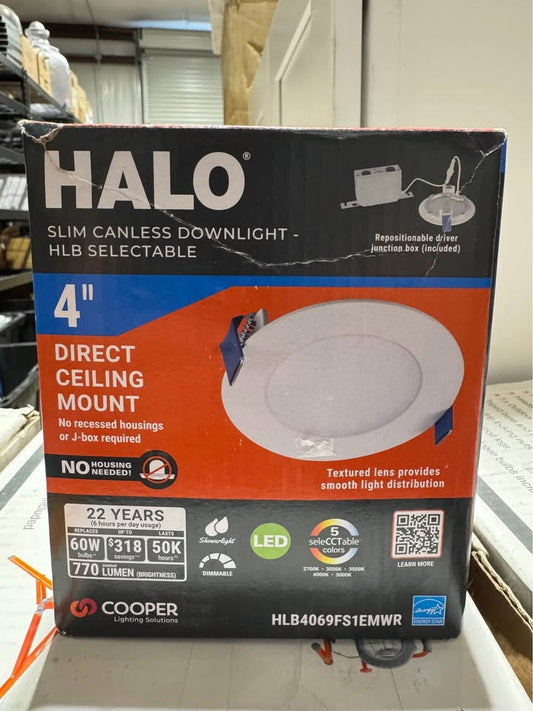 HALO HLB 4 in. Adjustable CCT Canless IC Rated Dimmable Indoor, Outdoor Integrated LED Recessed Light Kit