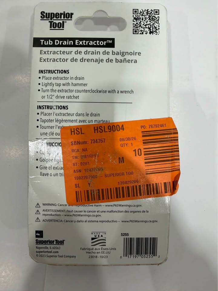1.5" Tub Drain Extractor