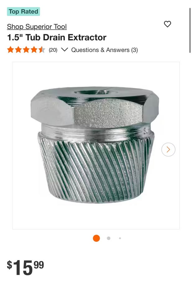 1.5" Tub Drain Extractor